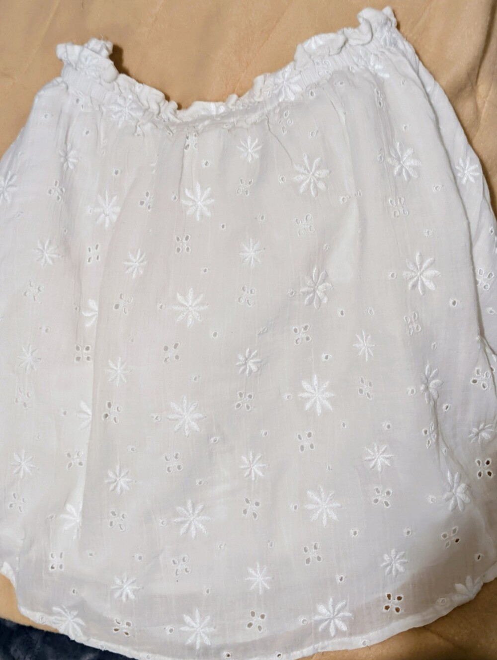 Aerie White Embroidered With Cutout Design Mini Skirt With Built In Slip Medium